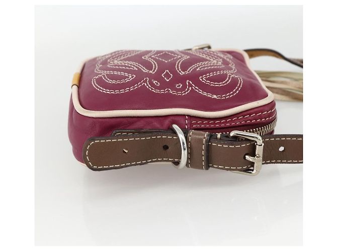 LOEWE Borsa a Spalla Anagramma Pelle Argento Rossa Auth 172343V Rosso - vista 4