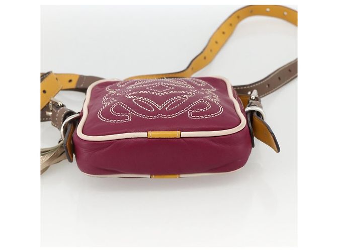 LOEWE Borsa a Spalla Anagramma Pelle Argento Rossa Auth 172343V Rosso - vista 5