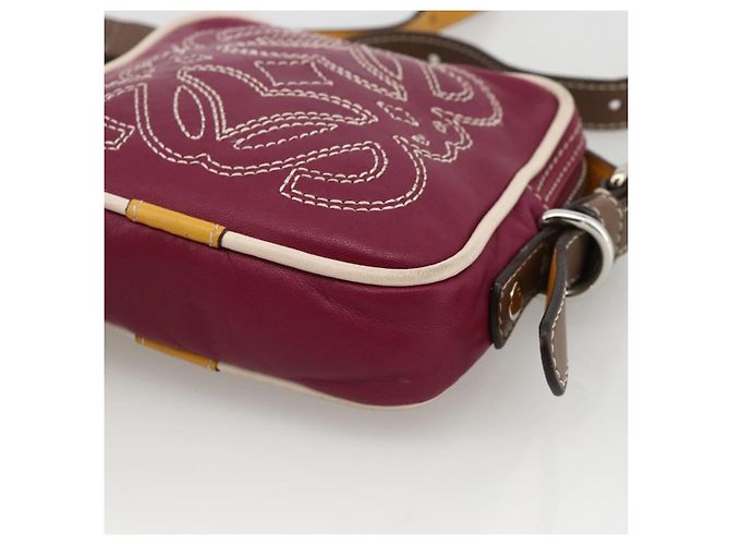LOEWE Borsa a Spalla Anagramma Pelle Argento Rossa Auth 172343V Rosso - vista 9