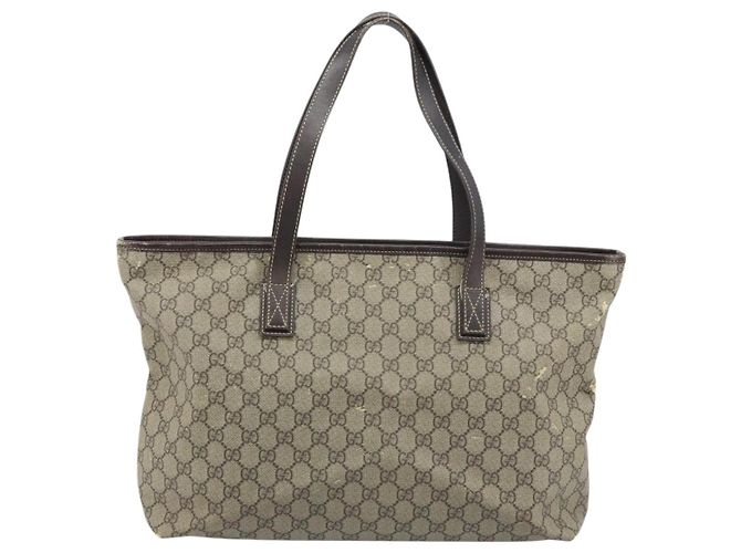 Gucci Borsa Tote GG Supreme in PVC Beige Argento 211137 Auth YKZ140 - vista 3