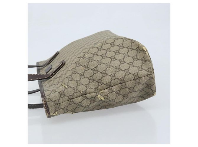 Gucci Borsa Tote GG Supreme in PVC Beige Argento 211137 Auth YKZ140 - vista 5