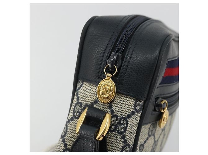 Borsa a Spalla GUCCI GG Supreme Sherry Line PVC Blu Navy Oro Rosso Auth YKZ858 D'oro - vista 15