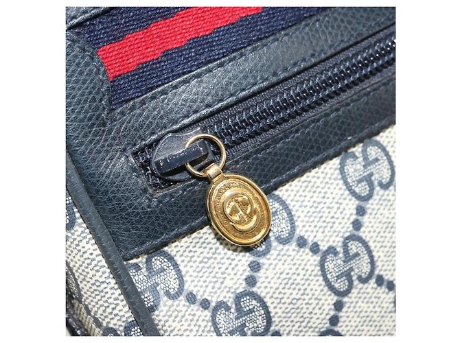 Borsa a Spalla GUCCI GG Supreme Sherry Line PVC Blu Navy Oro Rosso Auth YKZ858 D'oro - vista 20