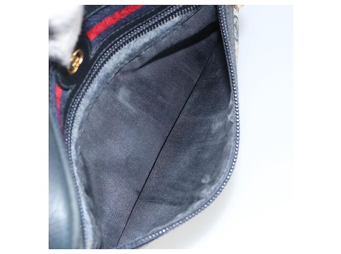 Borsa a Spalla GUCCI GG Supreme Sherry Line PVC Blu Navy Oro Rosso Auth YKZ858 D'oro - vista 21