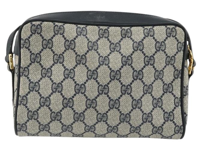 Borsa a Spalla GUCCI GG Supreme Sherry Line PVC Blu Navy Oro Rosso Auth YKZ858 D'oro - vista 3