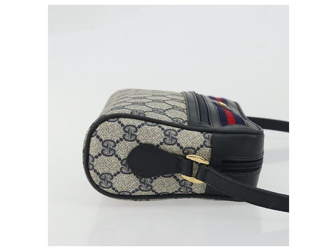 Borsa a Spalla GUCCI GG Supreme Sherry Line PVC Blu Navy Oro Rosso Auth YKZ858 D'oro - vista 4