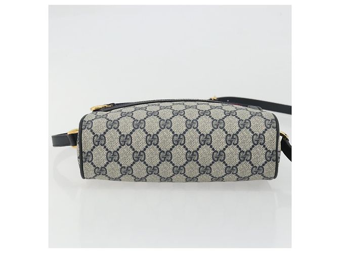 Borsa a Spalla GUCCI GG Supreme Sherry Line PVC Blu Navy Oro Rosso Auth YKZ858 D'oro - vista 9