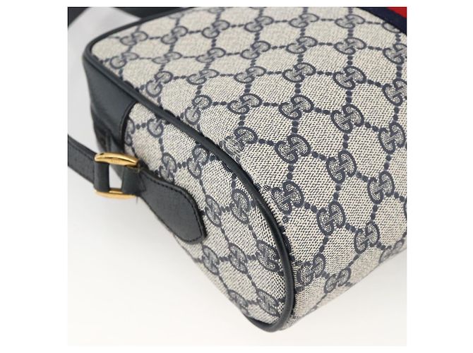 Borsa a Spalla Gucci GG Supreme Sherry Line PVC Blu Navy Oro 24 02 005 Auth AMZ375 D'oro - vista 13