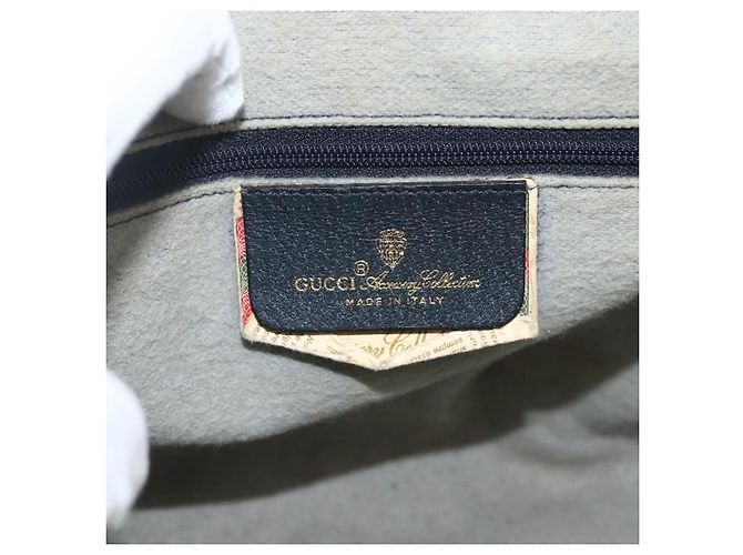Borsa a Spalla Gucci GG Supreme Sherry Line PVC Blu Navy Oro 24 02 005 Auth AMZ375 D'oro - vista 15