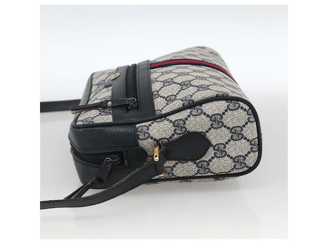Borsa a Spalla Gucci GG Supreme Sherry Line PVC Blu Navy Oro 24 02 005 Auth AMZ375 D'oro - vista 4