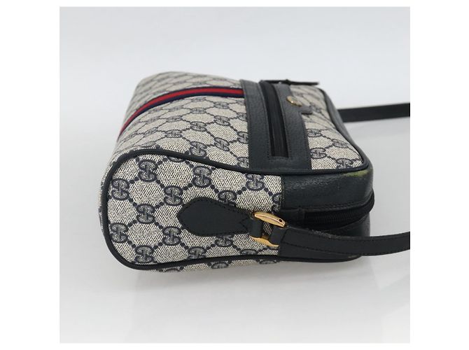 Borsa a Spalla Gucci GG Supreme Sherry Line PVC Blu Navy Oro 24 02 005 Auth AMZ375 D'oro - vista 5