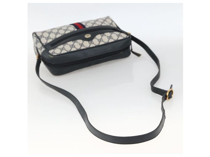 Borsa a Spalla Gucci GG Supreme Sherry Line PVC Blu Navy Oro 24 02 005 Auth AMZ375 D'oro - vista 7