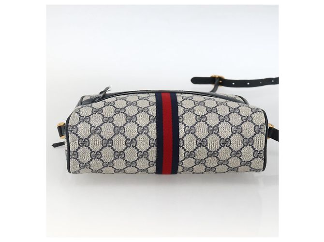 Borsa a Spalla Gucci GG Supreme Sherry Line PVC Blu Navy Oro 24 02 005 Auth AMZ375 D'oro - vista 9