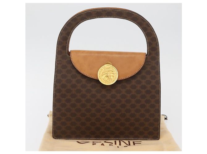 Céline Borsa a mano in tela Macadam Medallion CELINE in pelle PVC marrone oro Auth INZ093A D'oro - vista 24