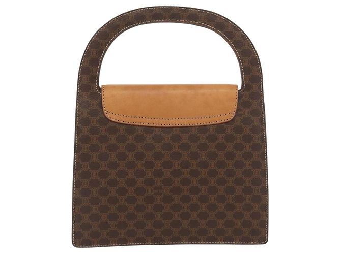Céline Borsa a mano in tela Macadam Medallion CELINE in pelle PVC marrone oro Auth INZ093A D'oro - vista 3