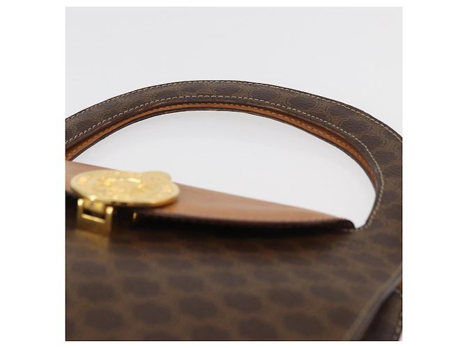 Céline Borsa a mano in tela Macadam Medallion CELINE in pelle PVC marrone oro Auth INZ093A D'oro - vista 8