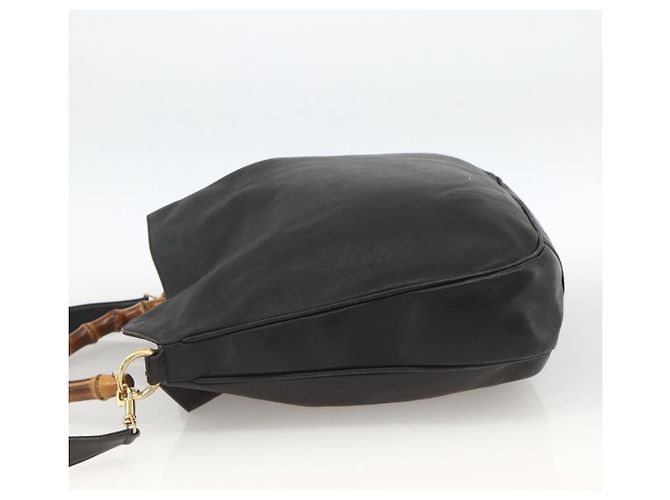 Borsa a Spalla in Pelle Gucci Bamboo 2way Nera Oro 001 1577 Auth YKZ474 Nero D'oro - vista 4
