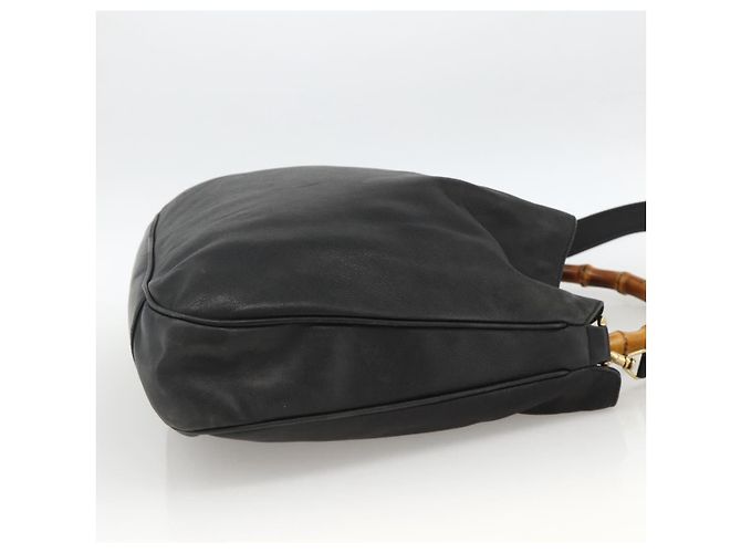 Borsa a Spalla in Pelle Gucci Bamboo 2way Nera Oro 001 1577 Auth YKZ474 Nero D'oro - vista 5