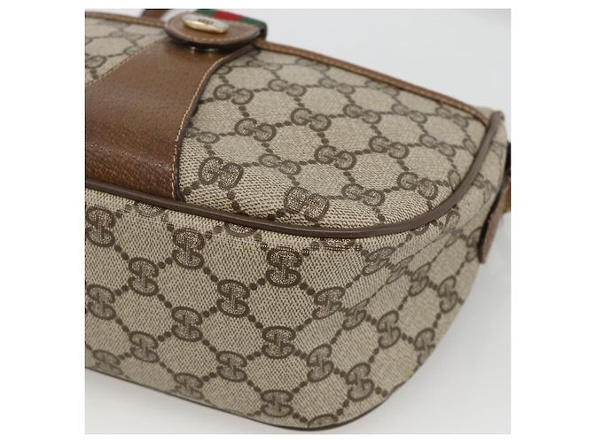 Borsa Sherry Line GG Supreme Web di GUCCI in PVC beige e oro 89 02 032 Auth INZ106 D'oro - vista 10