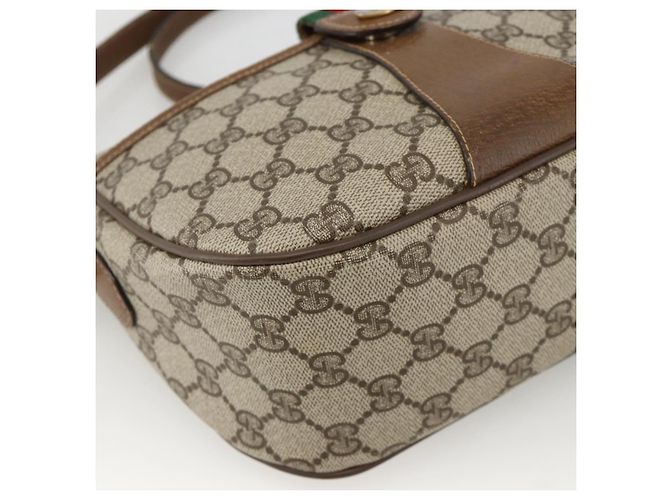Borsa Sherry Line GG Supreme Web di GUCCI in PVC beige e oro 89 02 032 Auth INZ106 D'oro - vista 11