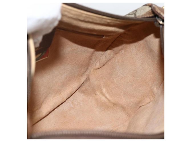 Borsa Sherry Line GG Supreme Web di GUCCI in PVC beige e oro 89 02 032 Auth INZ106 D'oro - vista 17