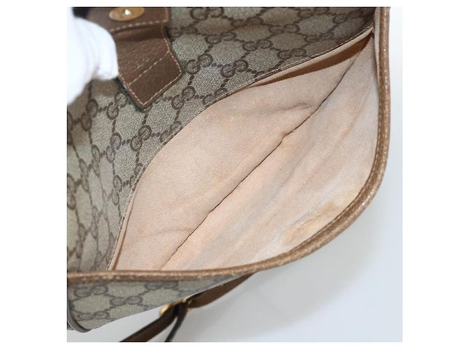 Borsa Sherry Line GG Supreme Web di GUCCI in PVC beige e oro 89 02 032 Auth INZ106 D'oro - vista 21
