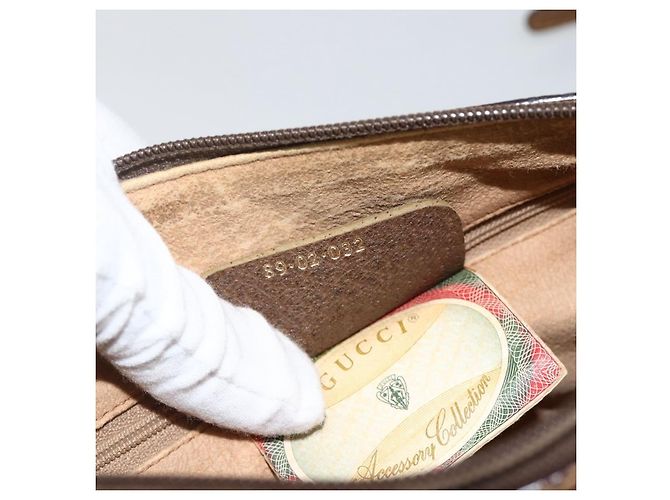 Borsa Sherry Line GG Supreme Web di GUCCI in PVC beige e oro 89 02 032 Auth INZ106 D'oro - vista 22