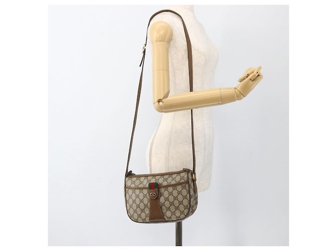 Borsa Sherry Line GG Supreme Web di GUCCI in PVC beige e oro 89 02 032 Auth INZ106 D'oro - vista 23