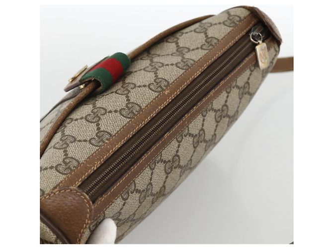 Borsa Sherry Line GG Supreme Web di GUCCI in PVC beige e oro 89 02 032 Auth INZ106 D'oro - vista 6