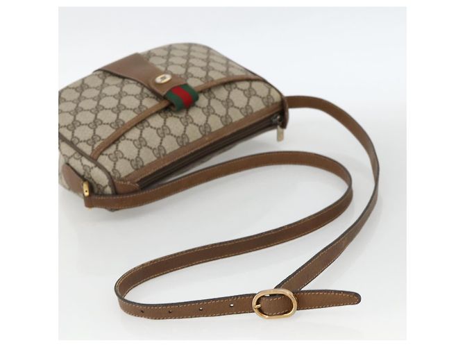 Borsa Sherry Line GG Supreme Web di GUCCI in PVC beige e oro 89 02 032 Auth INZ106 D'oro - vista 7