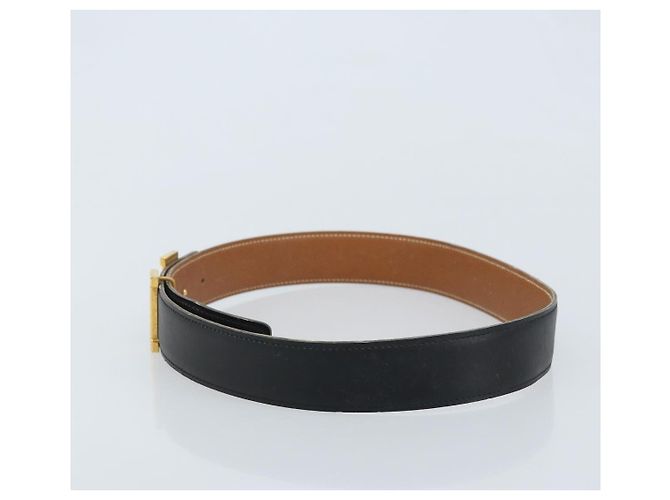 Hermès Cintura HERMES Constance H in pelle 31,5"" nera Auth YKZ106 Nero - vista 3
