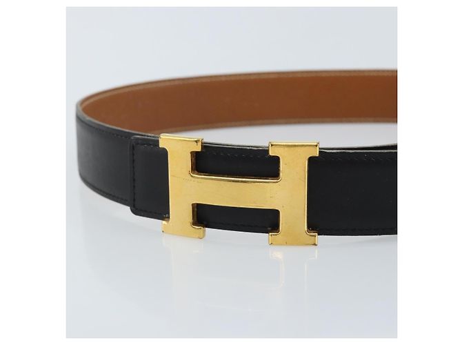 Hermès Cintura HERMES Constance H in pelle 31,5"" nera Auth YKZ106 Nero - vista 5