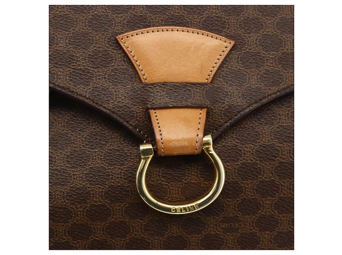 Céline Borsa a mano in tela Macadam CELINE in pelle PVC marrone e oro Auth hk3589 D'oro - vista 14