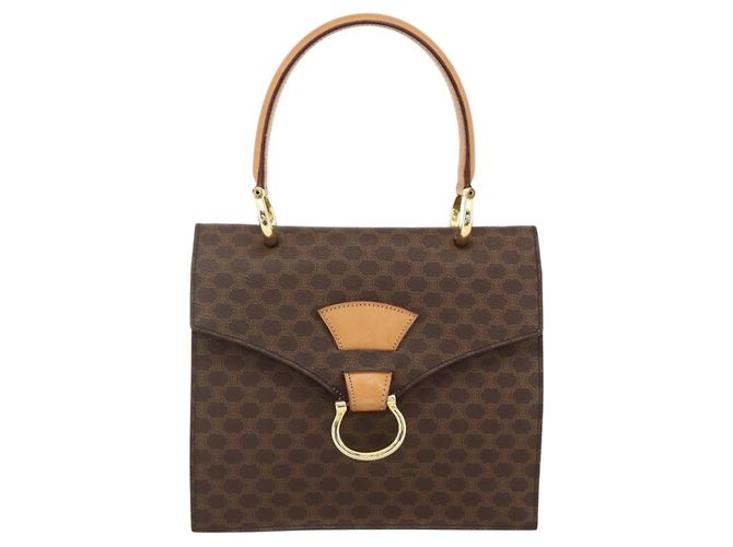Céline Borsa a mano in tela Macadam CELINE in pelle PVC marrone e oro Auth hk3589 D'oro - vista 2