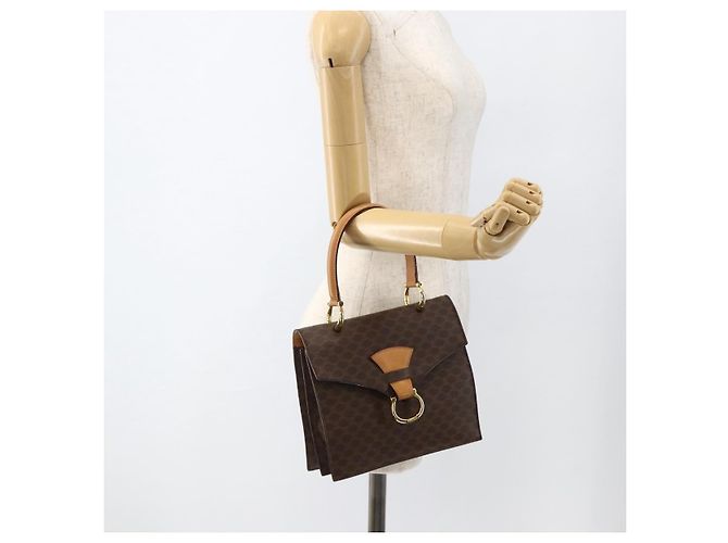 Céline Borsa a mano in tela Macadam CELINE in pelle PVC marrone e oro Auth hk3589 D'oro - vista 23