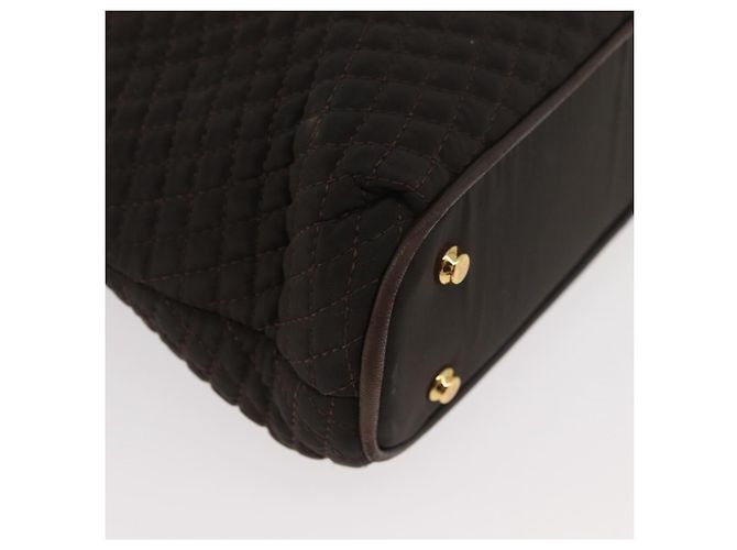 BALLY Borsa Tote a Catena Nylon Marrone Oro Auth 172818 D'oro - vista 10