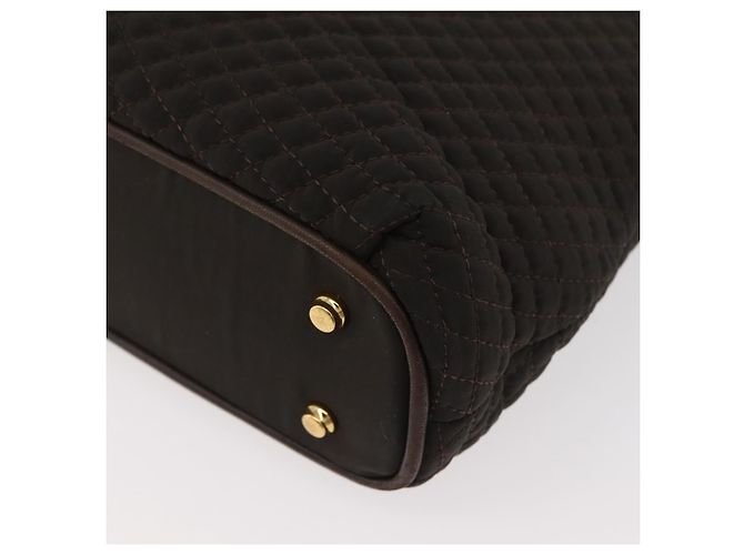 BALLY Borsa Tote a Catena Nylon Marrone Oro Auth 172818 D'oro - vista 11