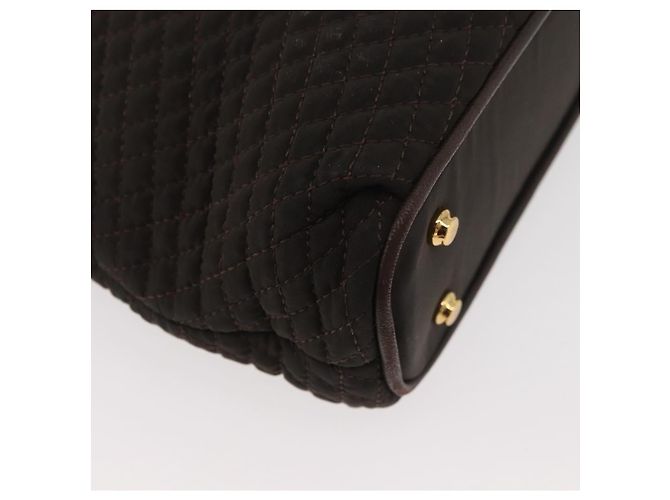 BALLY Borsa Tote a Catena Nylon Marrone Oro Auth 172818 D'oro - vista 12