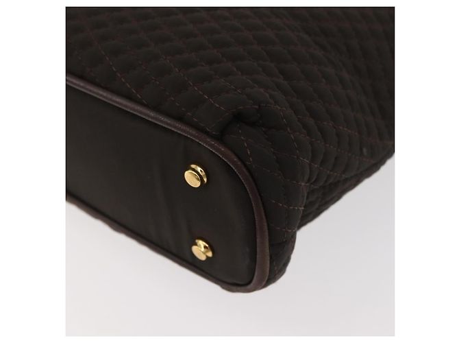 BALLY Borsa Tote a Catena Nylon Marrone Oro Auth 172818 D'oro - vista 13