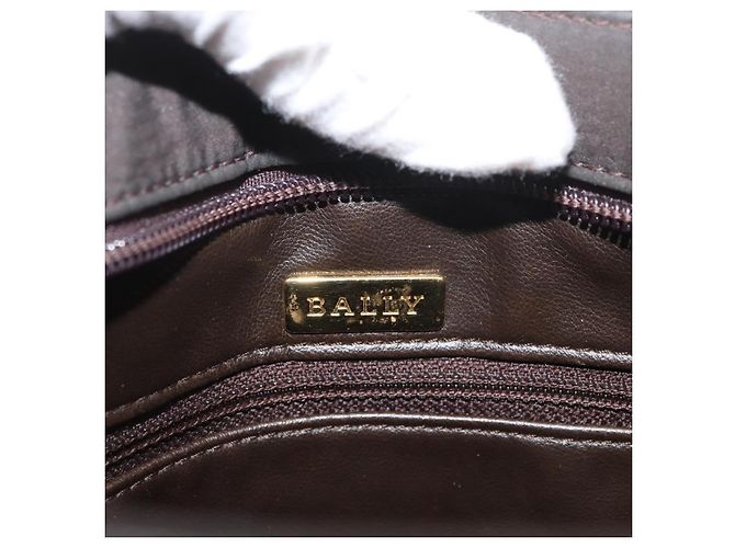BALLY Borsa Tote a Catena Nylon Marrone Oro Auth 172818 D'oro - vista 16