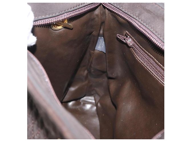 BALLY Borsa Tote a Catena Nylon Marrone Oro Auth 172818 D'oro - vista 19