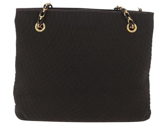 BALLY Borsa Tote a Catena Nylon Marrone Oro Auth 172818 D'oro - vista 3