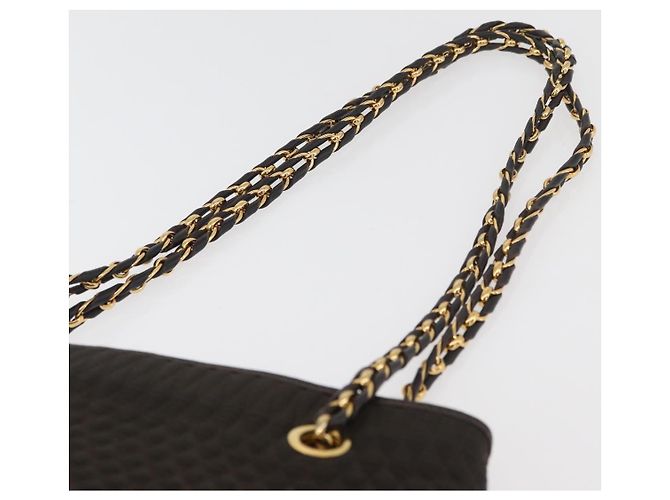 BALLY Borsa Tote a Catena Nylon Marrone Oro Auth 172818 D'oro - vista 8