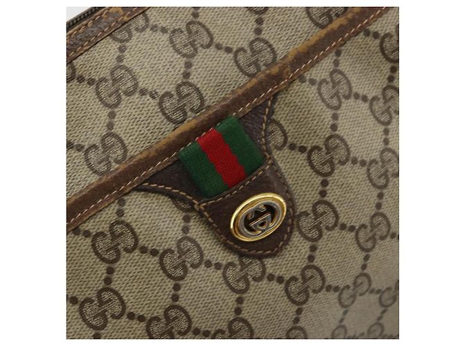 Borsa Sherry Line GG Supreme Web di GUCCI in PVC beige e oro 89 02 077 Auth 174712 D'oro - vista 15