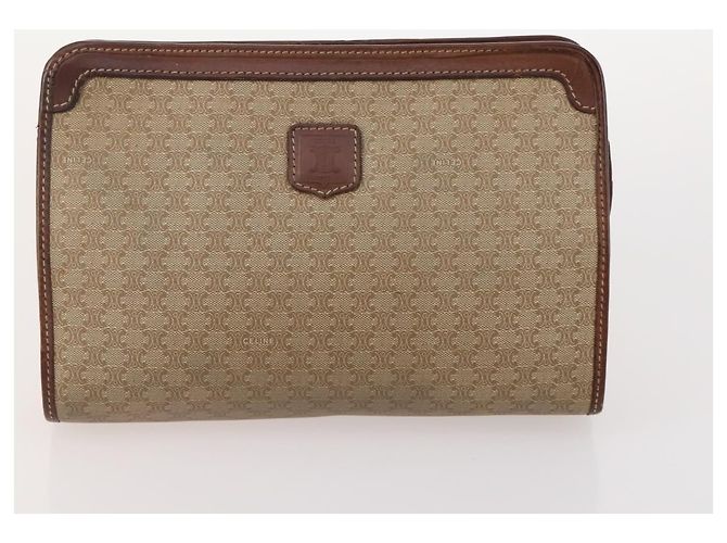 Borsa C Sulky in tela Macadam CÉLINE in pelle PVC 4 pezzi marrone beige navy Auth 166797 Blu navy - vista 14