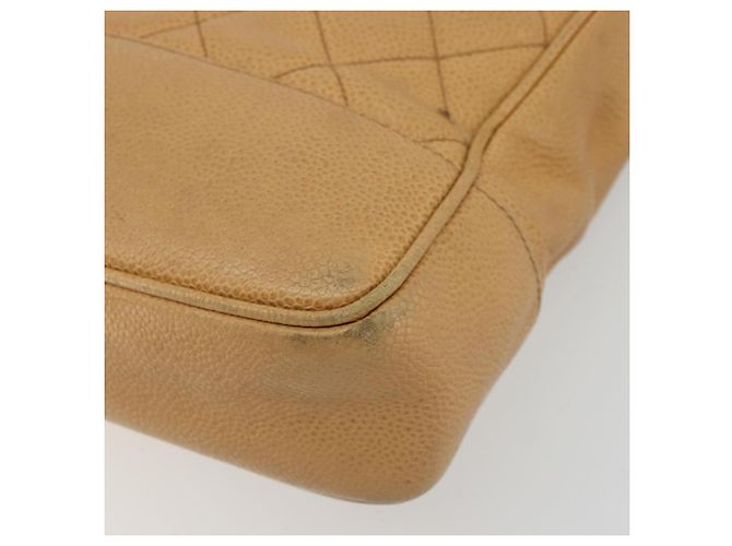 CHANEL Borsa a Spalla Matelassé Catena Pelle Caviar Beige Oro CC Auth YKZ963 D'oro - vue 10