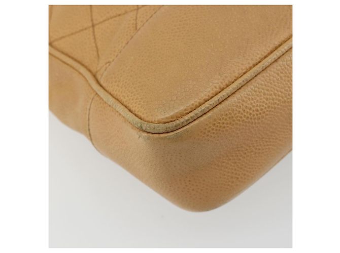 CHANEL Borsa a Spalla Matelassé Catena Pelle Caviar Beige Oro CC Auth YKZ963 D'oro - vue 11