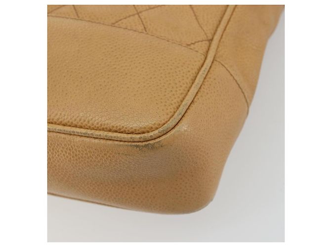 CHANEL Borsa a Spalla Matelassé Catena Pelle Caviar Beige Oro CC Auth YKZ963 D'oro - vue 12