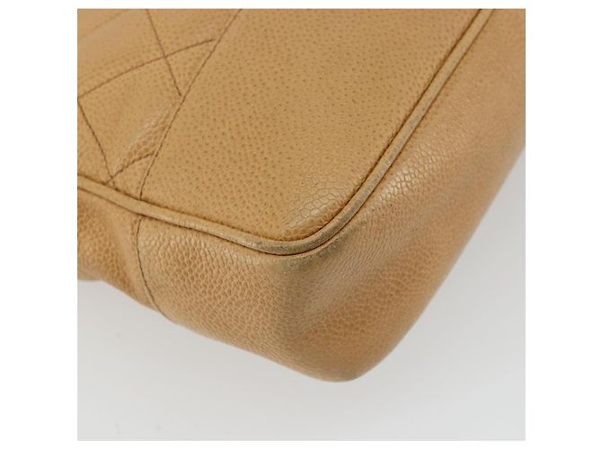 CHANEL Borsa a Spalla Matelassé Catena Pelle Caviar Beige Oro CC Auth YKZ963 D'oro - vue 13