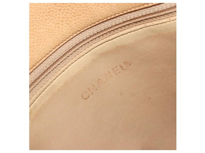 CHANEL Borsa a Spalla Matelassé Catena Pelle Caviar Beige Oro CC Auth YKZ963 D'oro - vue 15